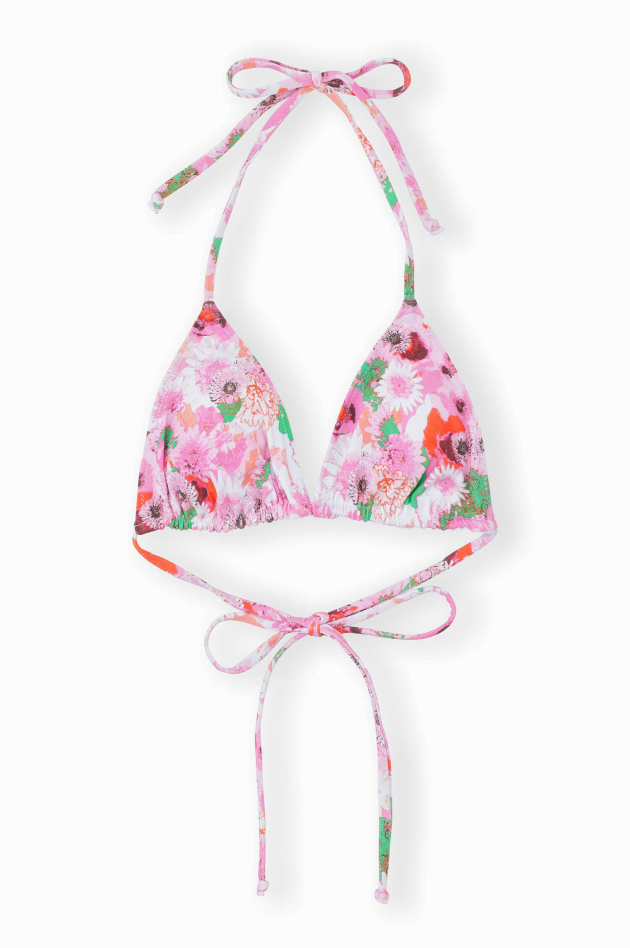 Ganni Triangel Bikini Top Mit Floralem Print Gruener At