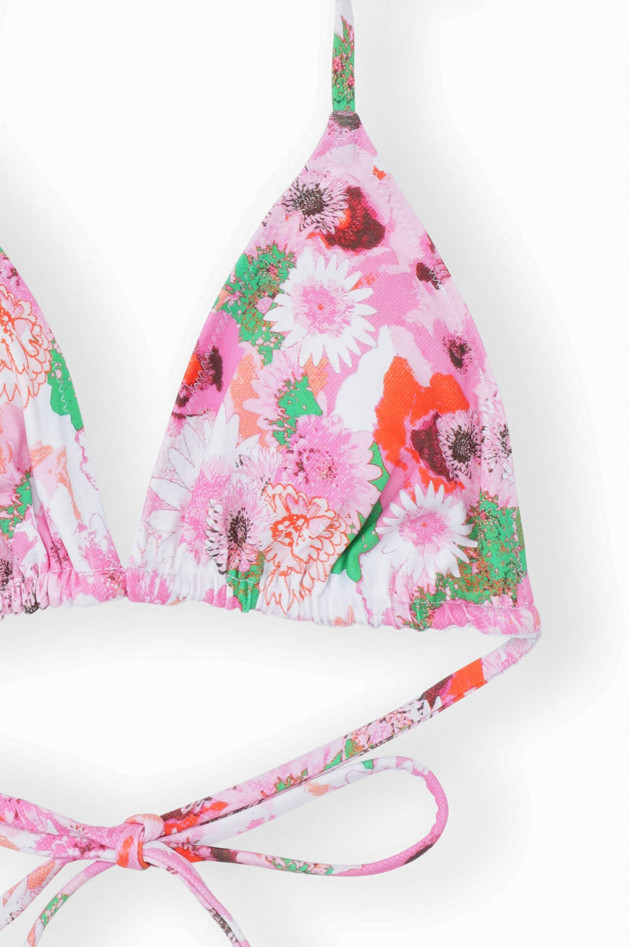 Ganni Triangel Bikini Top Mit Floralem Print Gruener At