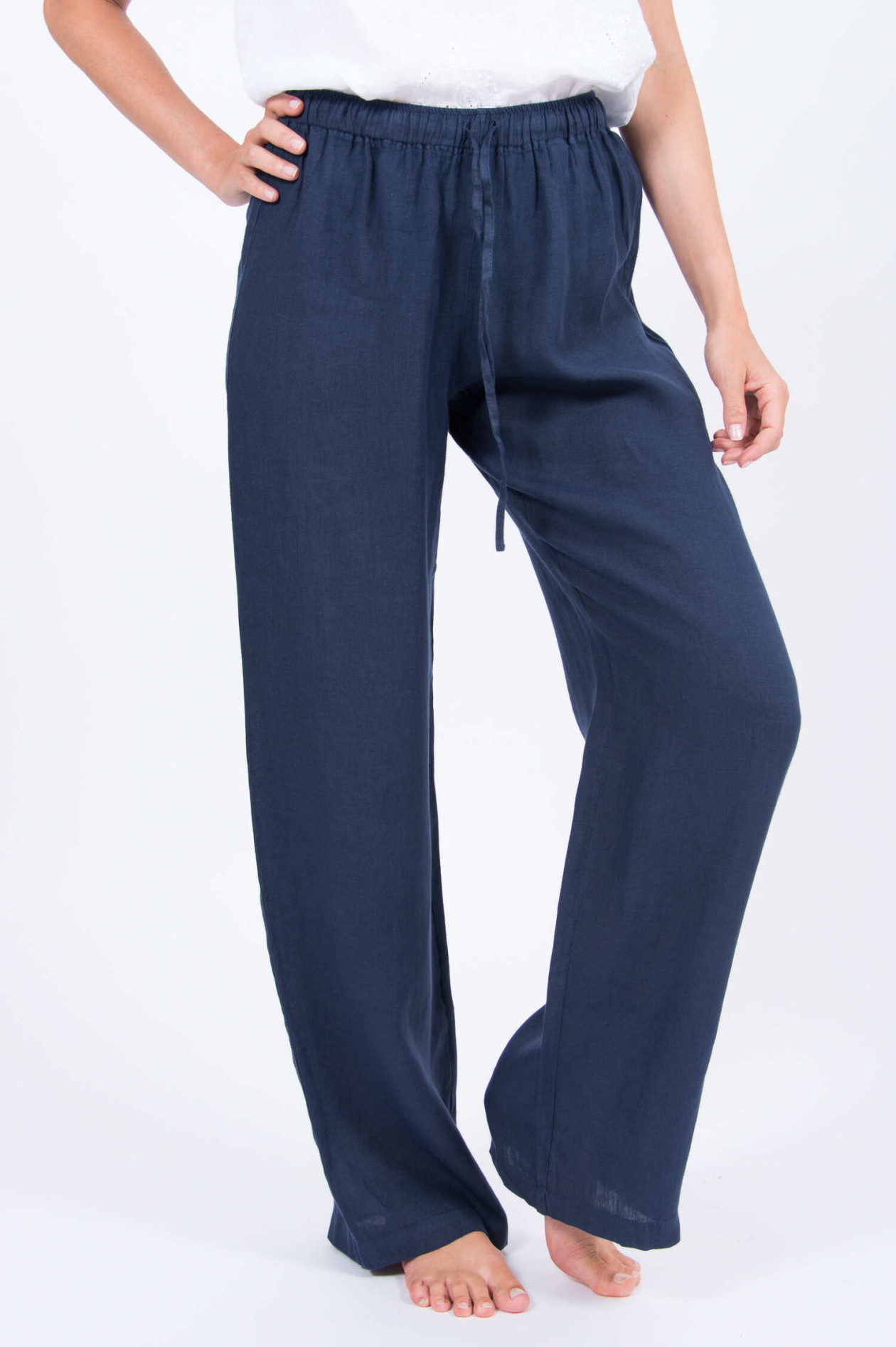 Dunkelblaue leinenhose clearance