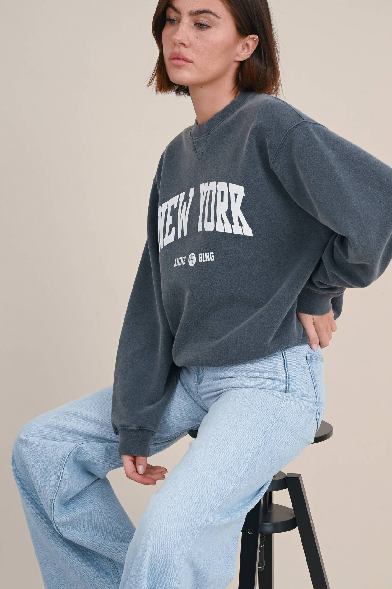 Anine Bing Sweater RAMONA UNIVERSITY NEW YORK in Anthrazit GRUENER.AT