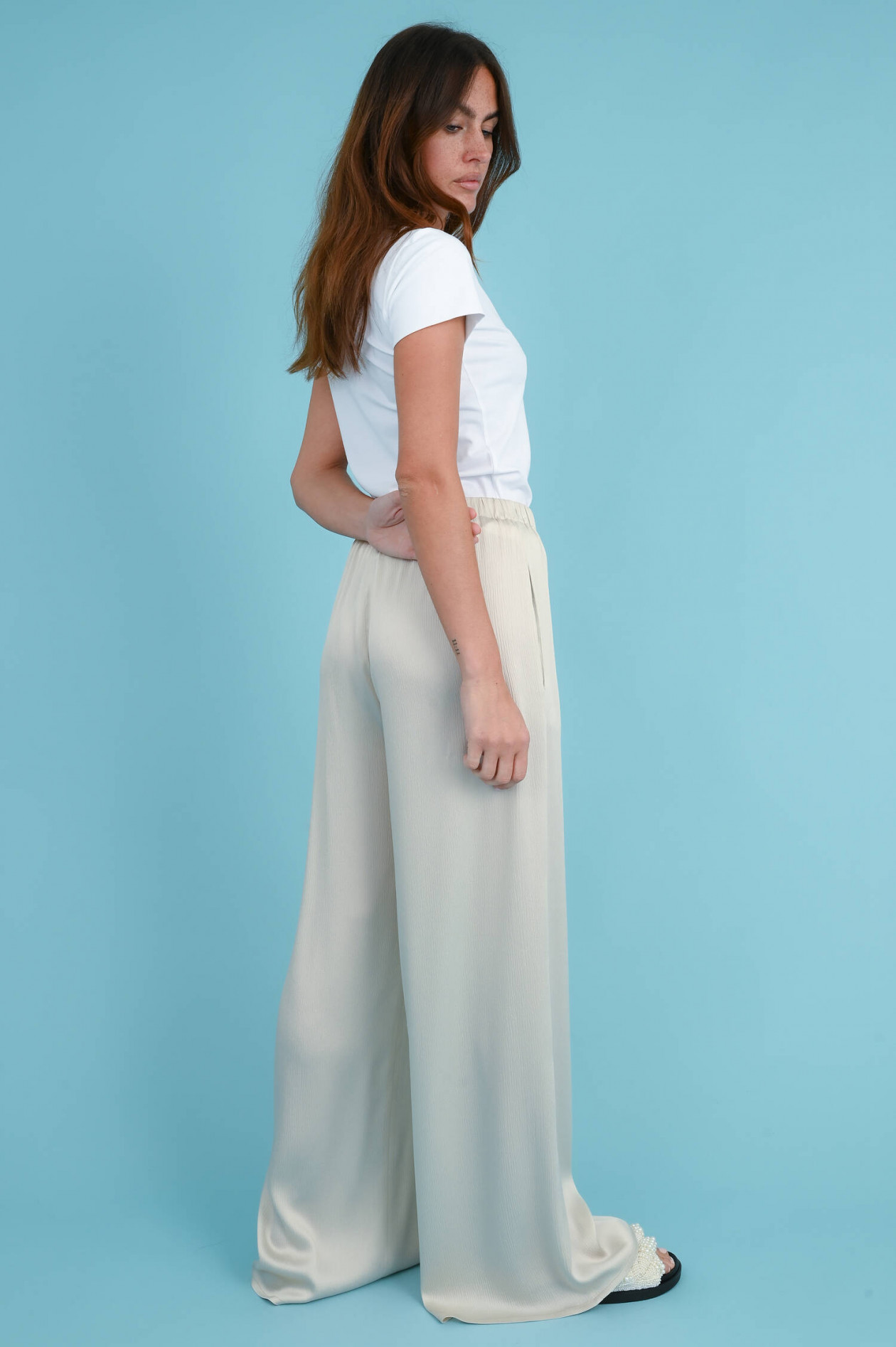 Antonelli Firenze Palazzo Satin-Hose TALIA in Creme | GRUENER.AT