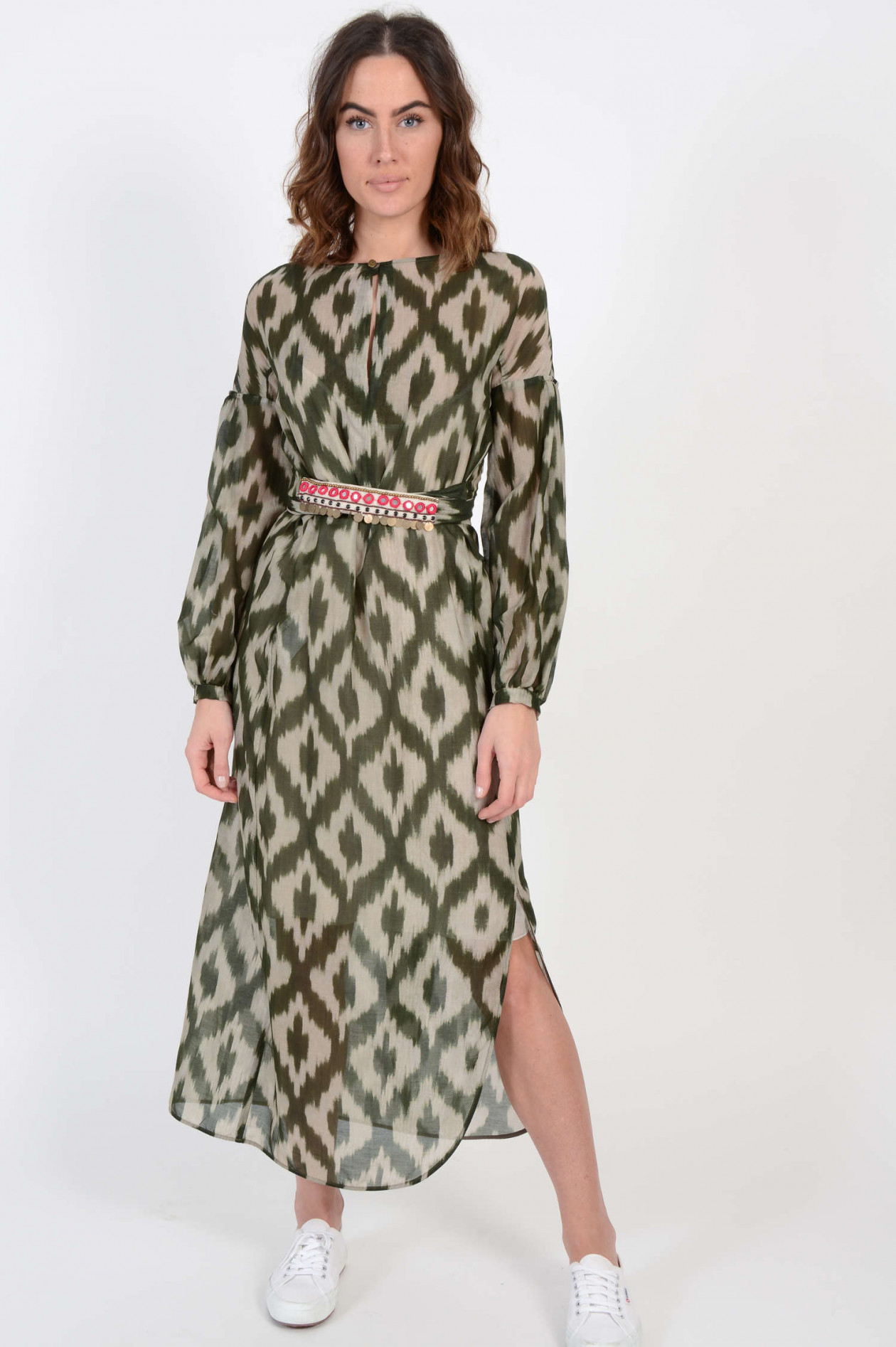 Bazar Deluxe Kleid Mit Marrakesch Gurtel In Beige Grun Gruener At