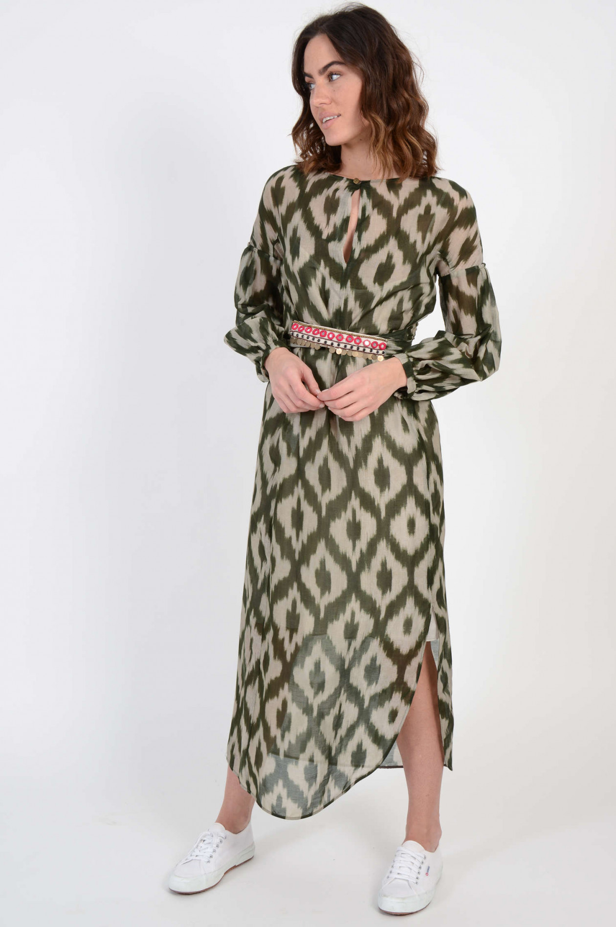 Bazar Deluxe Kleid Mit Marrakesch Gurtel In Beige Grun Gruener At