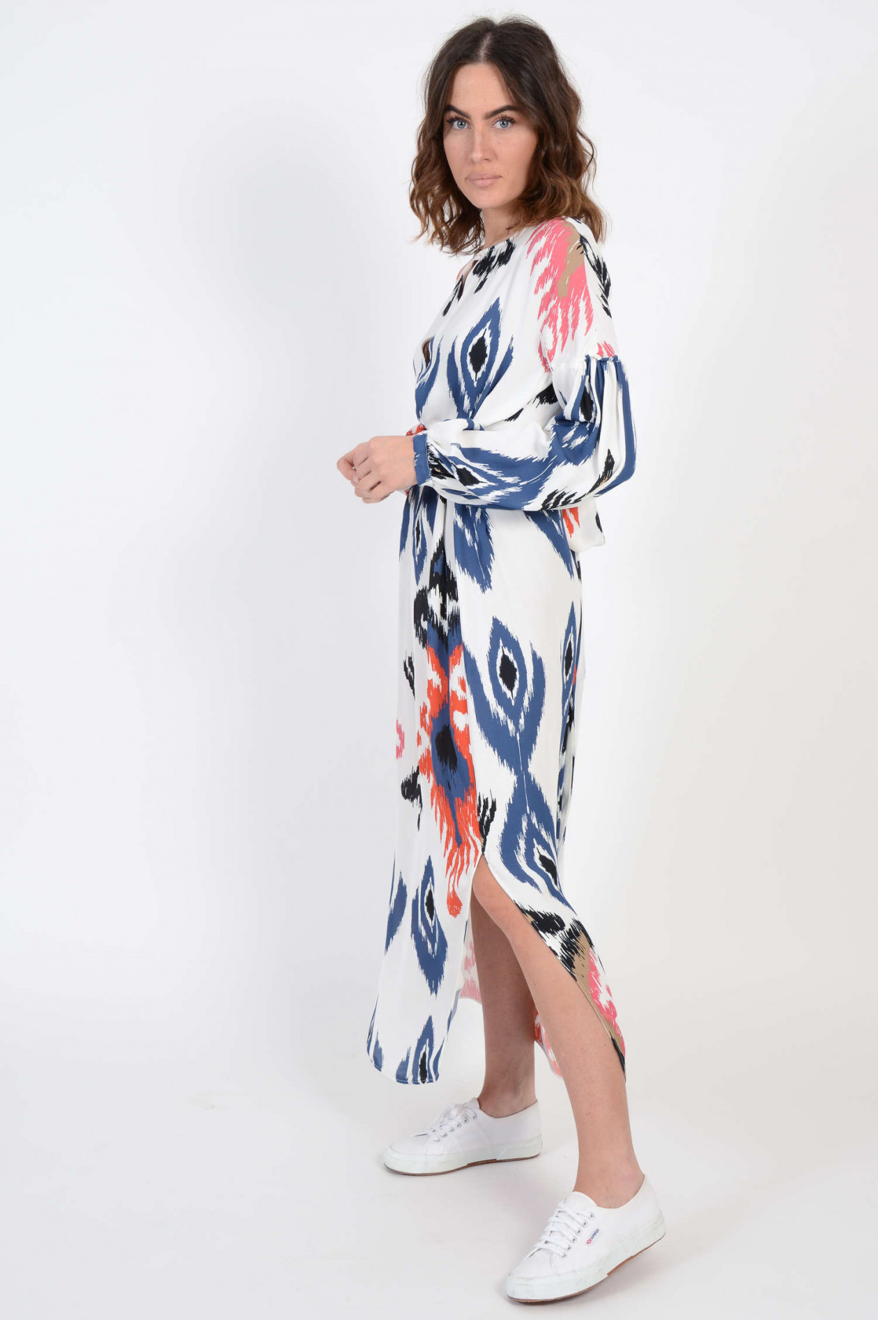 Bazar Deluxe Kleid Mit Marrakesch Gurtel In Weiss Blau Gruener At