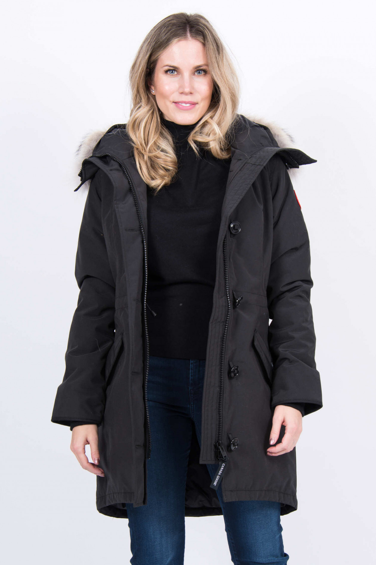 Canada Goose Winterparka ROSSCLAIR mit Fellbesatz in Schwarz GRUENER.AT