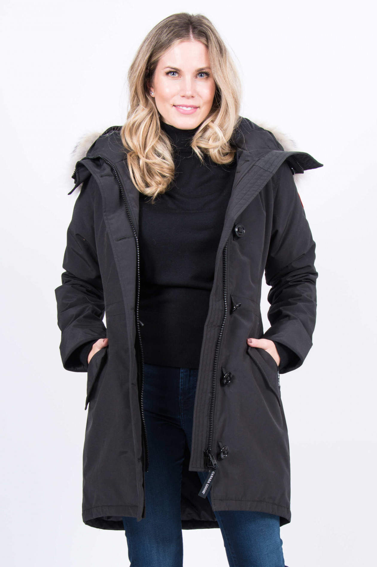 Canada Goose Winterparka ROSSCLAIR mit Fellbesatz in Schwarz GRUENER.AT