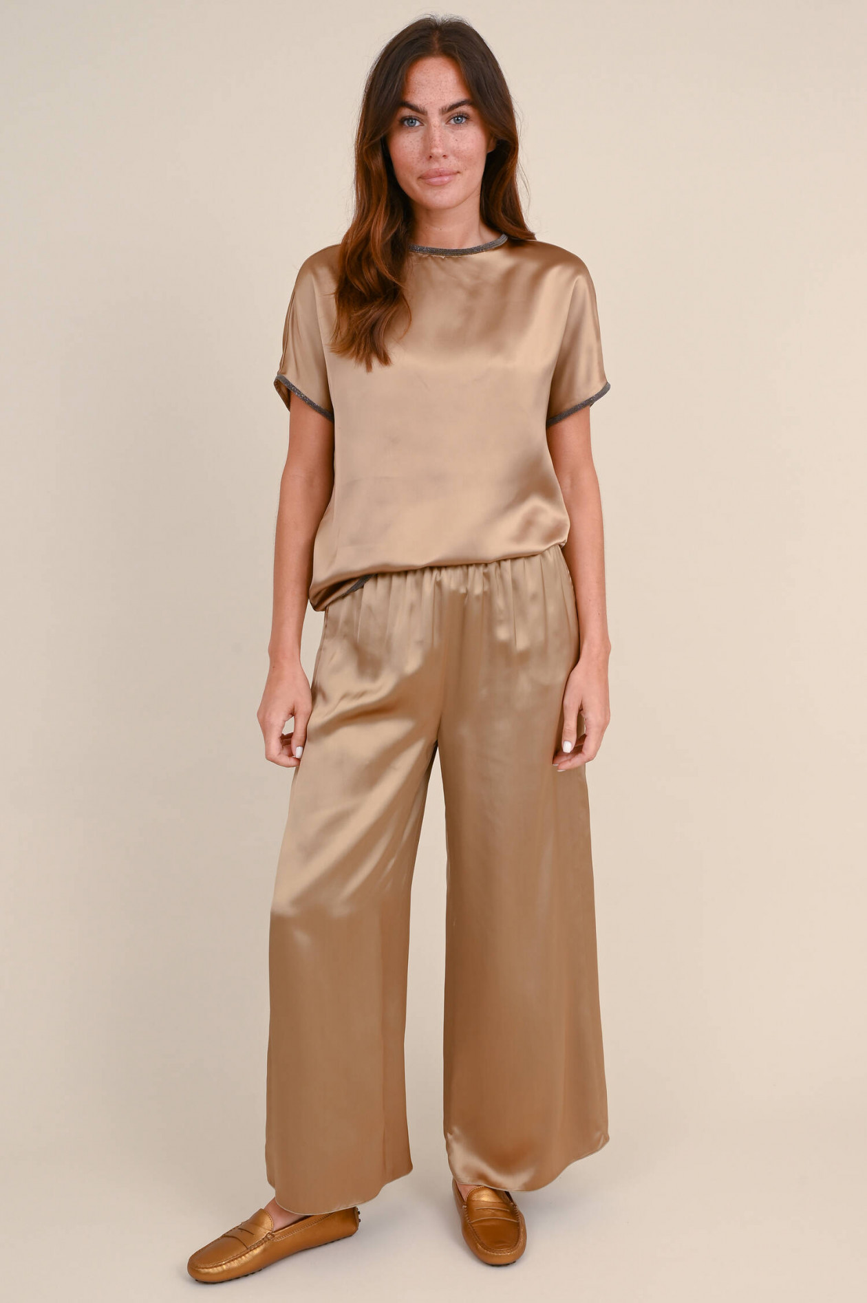 Fabiana Filippi Verkürzte Satin Hose in Camel | GRUENER.AT