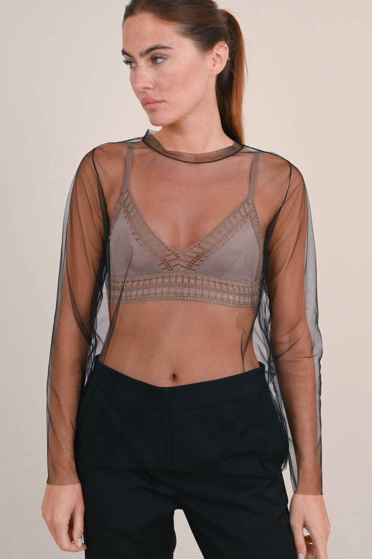 Fabiana Filippi Transparentes T-Shirt in Schwarz | GRUENER.AT