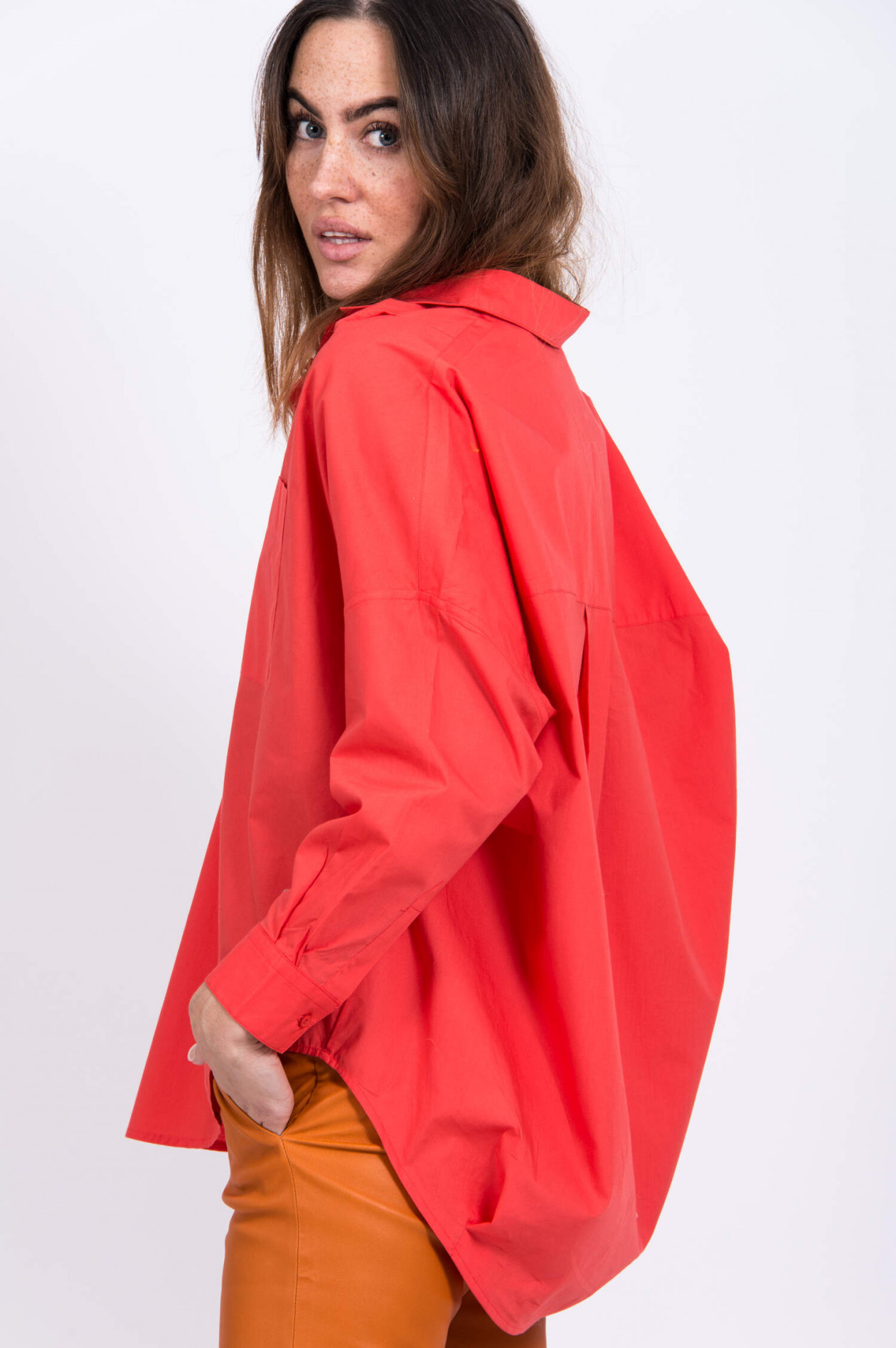 French Connection Oversize Baumwollbluse In Koralle Gruener At