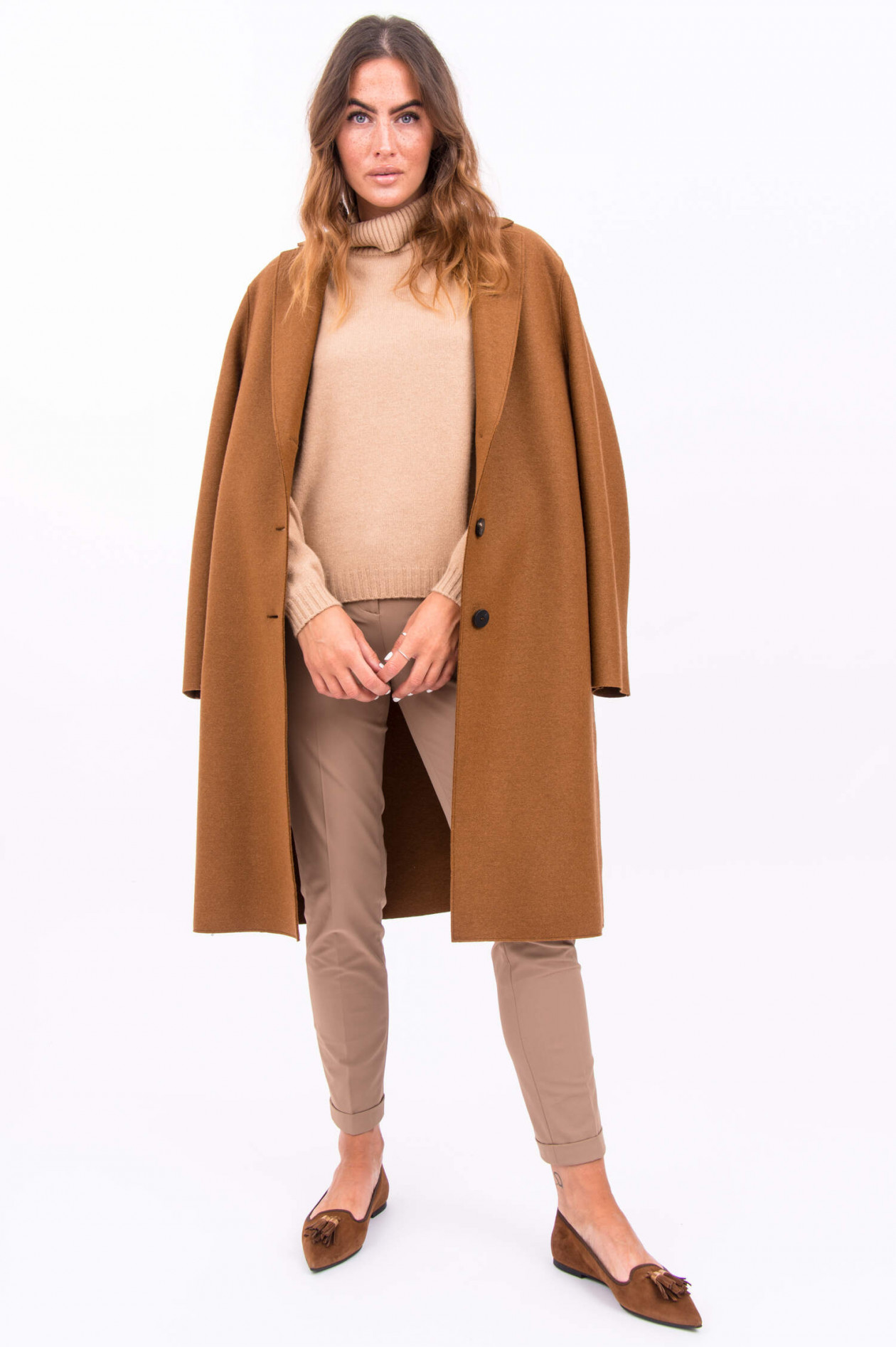 Harris Wharf London Schurwollmantel Mit Knopfleiste In Camel Gruener At
