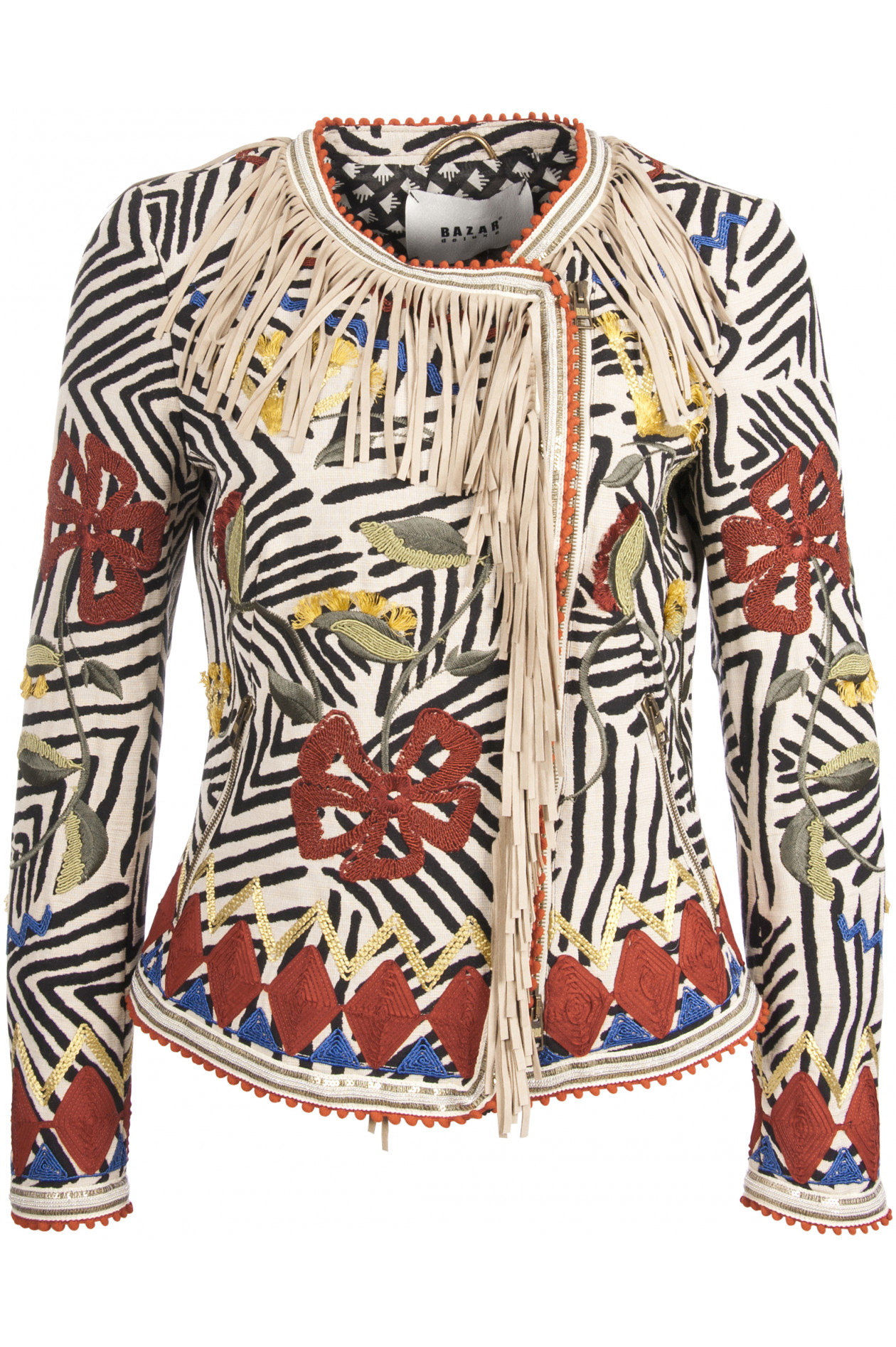 Bazar Deluxe Jacke Mit Fransen Gemustert Gruener At