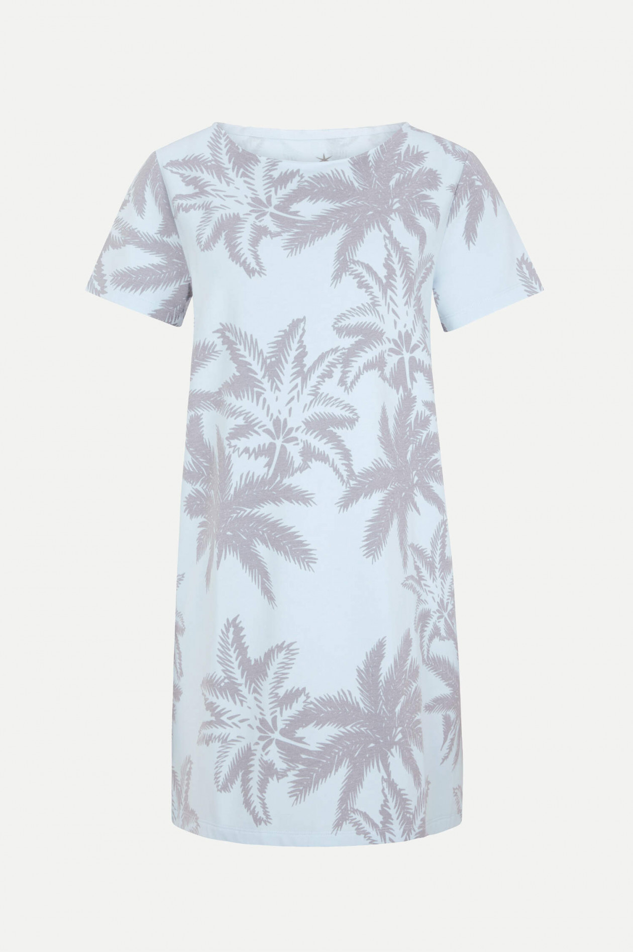 Jerseykleid mit Palmen Print in Hellblau Jerseykleid mit Palmen Print in Hellblau
