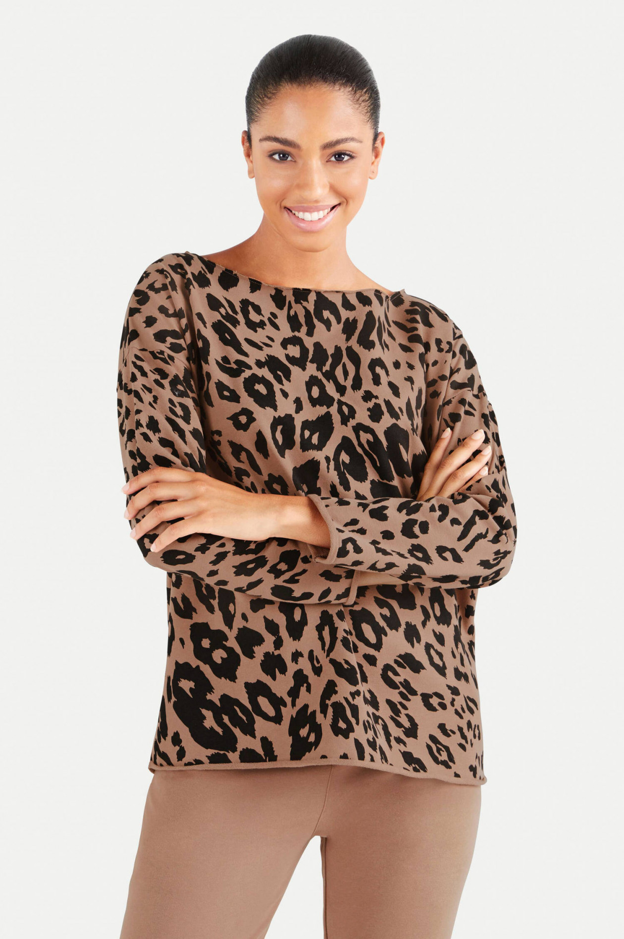 Juvia Sweatshirt im Leo Design in Nougat Schwarz GRUENER.AT