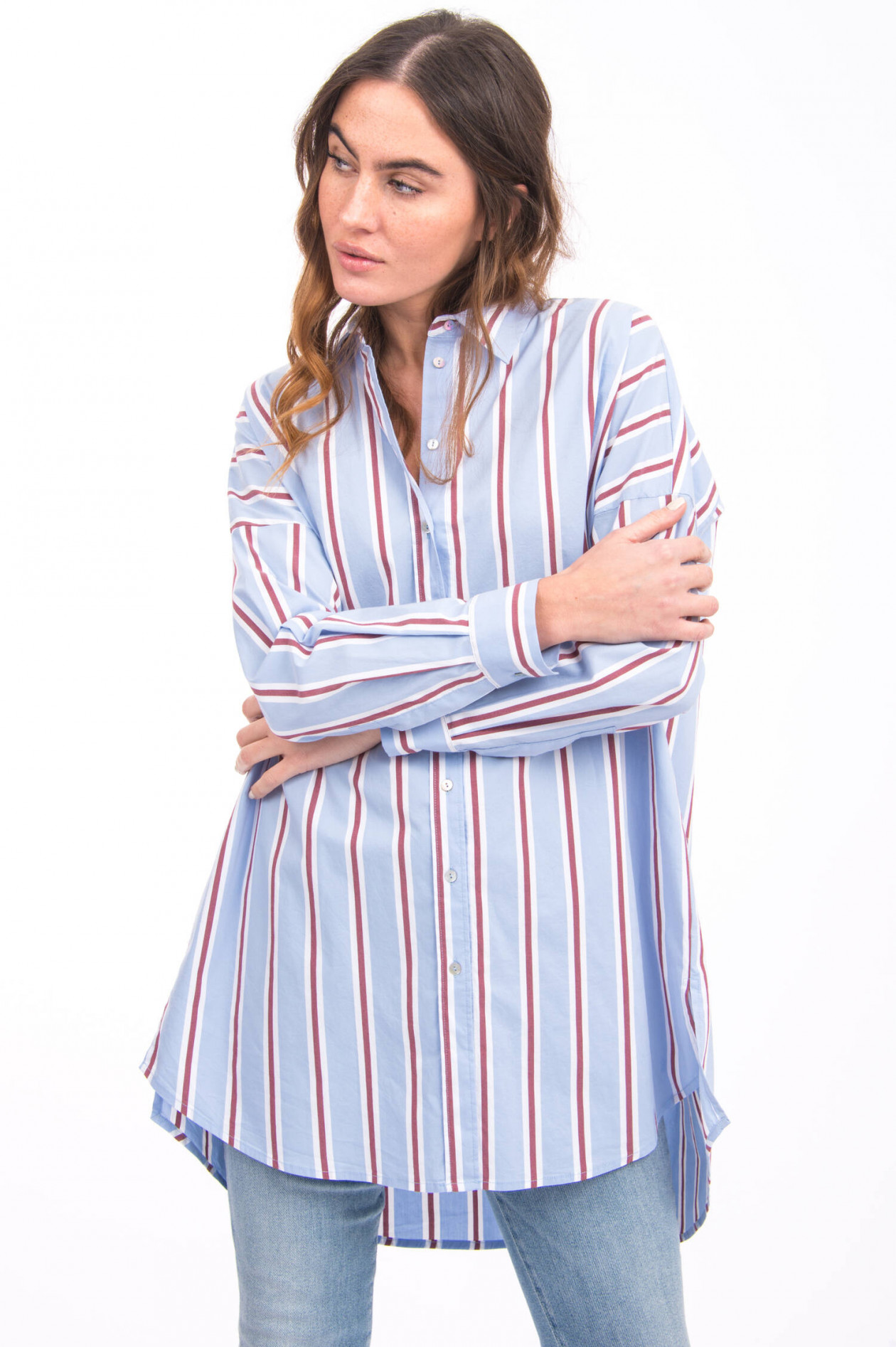 La Camicia Gestreifte Hemdbluse in Braun Blau GRUENER.AT