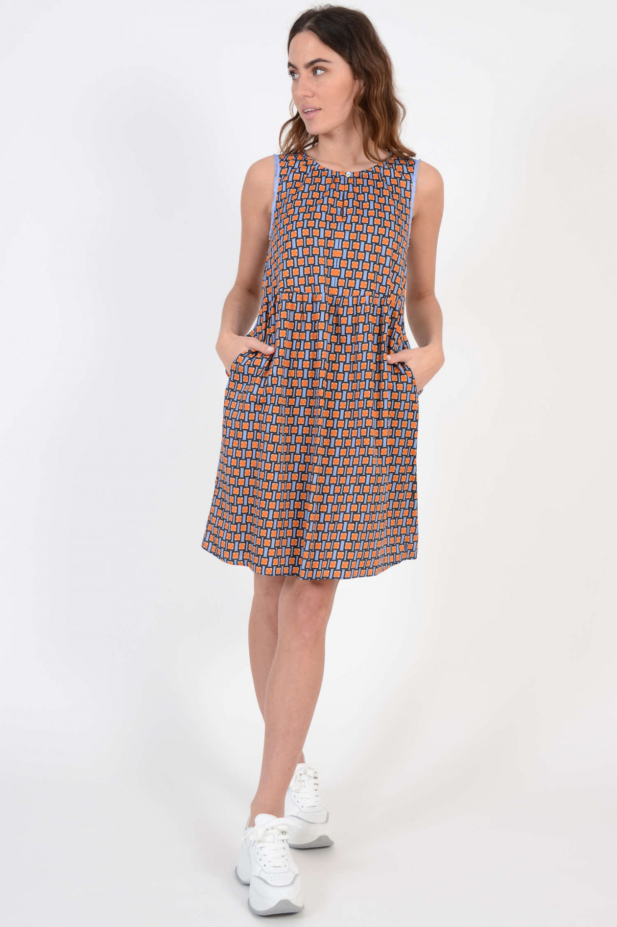 La Camicia Kleid aus Baumwolle in Orange gemustert GRUENER.AT