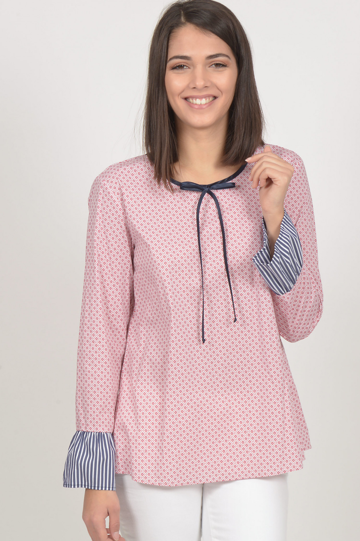 La Camicia Bluse in Rot WeiB gemustert GRUENER.AT