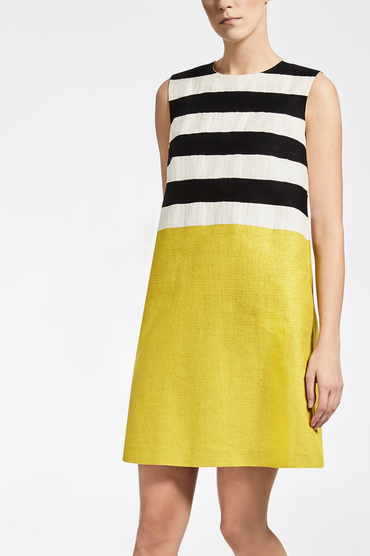 Max Mara Kleid in Gelb/Schwarz/Weiß gestreift | GRUENER.AT