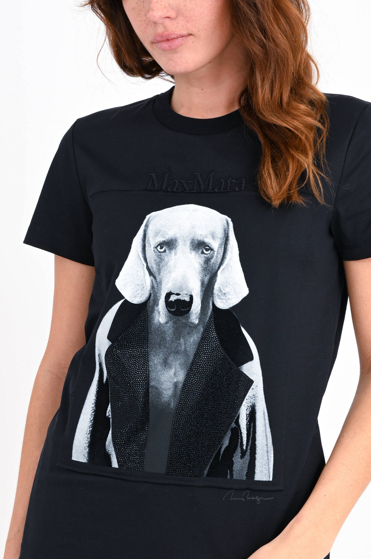 Max Mara Main T-Shirt DOG mit Print in Schwarz | GRUENER.AT