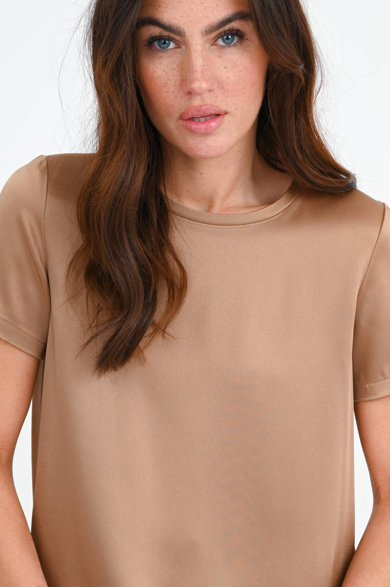 Max Mara-S Satin T-Shirt REBECCA in Camel | GRUENER.AT