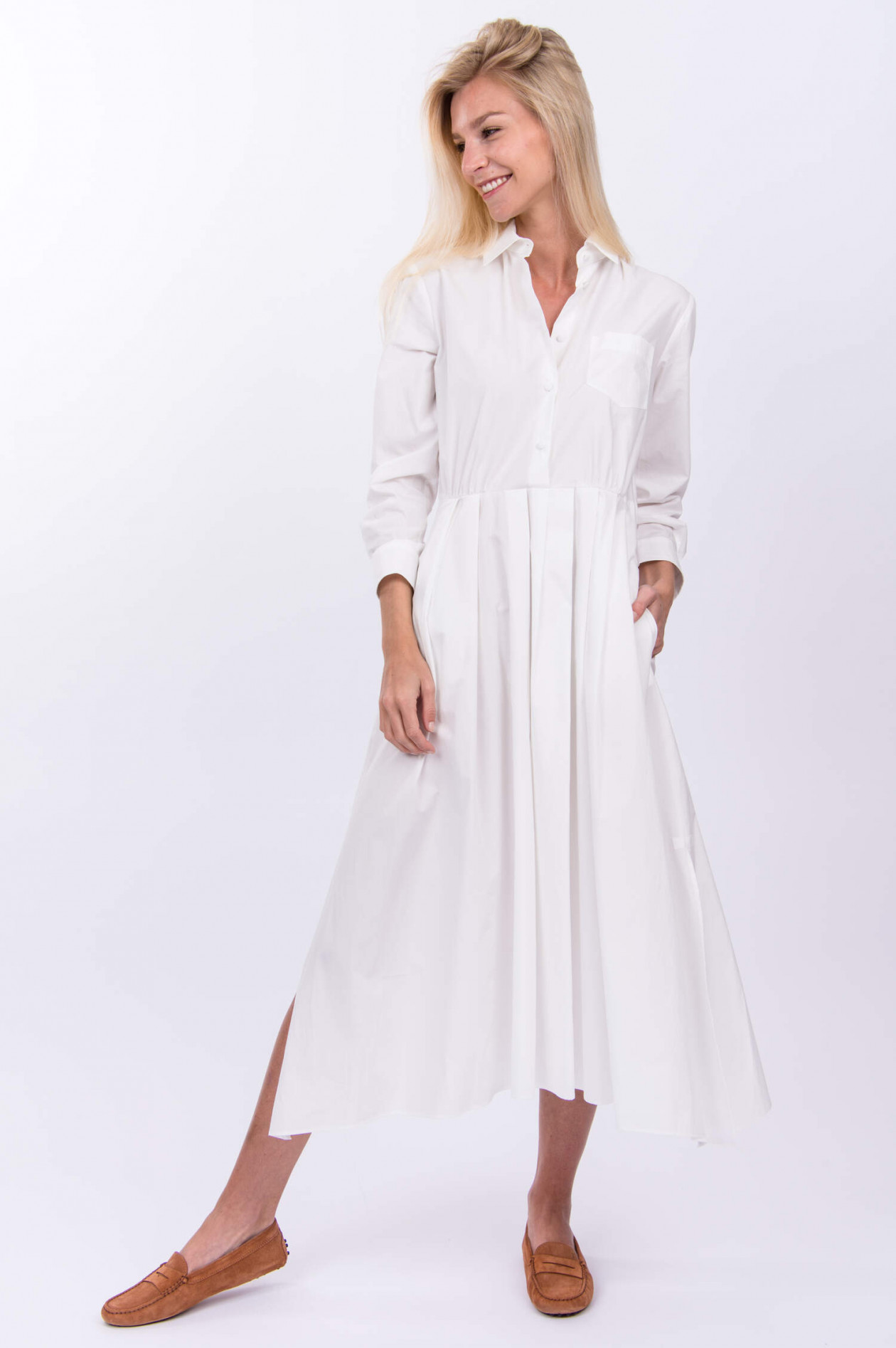 Blusenkleid weiß mit gürtel Outlet