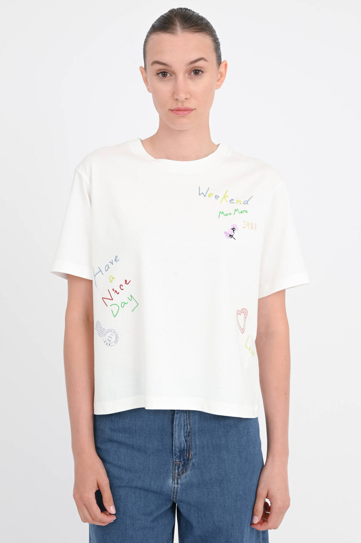 Max Mara Weekend T-Shirt ACLINE in Weiß/Multicolor | GRUENER.AT