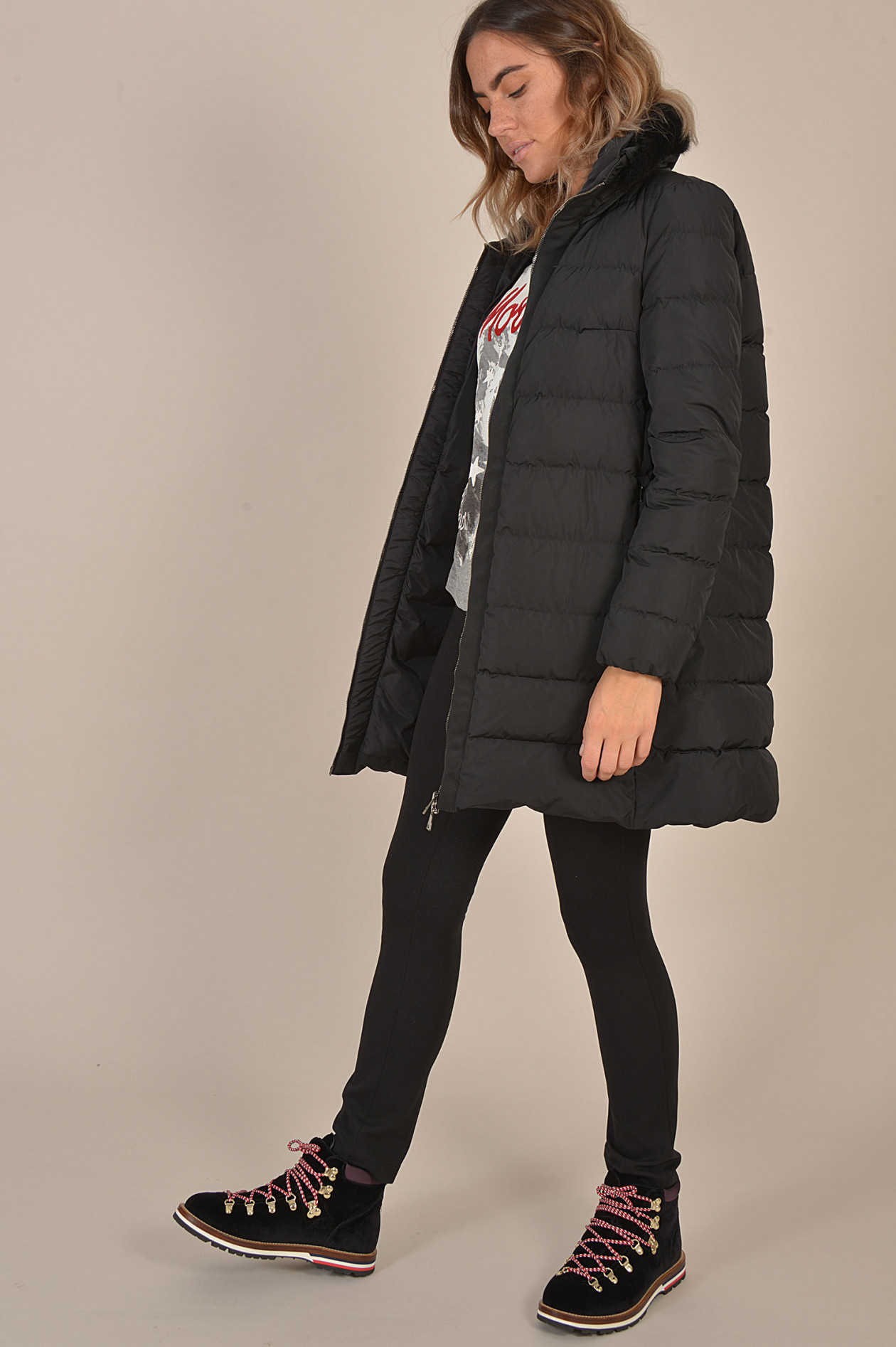 Moncler Mantel LINOTTE mit Nerz in Schwarz | GRUENER.AT