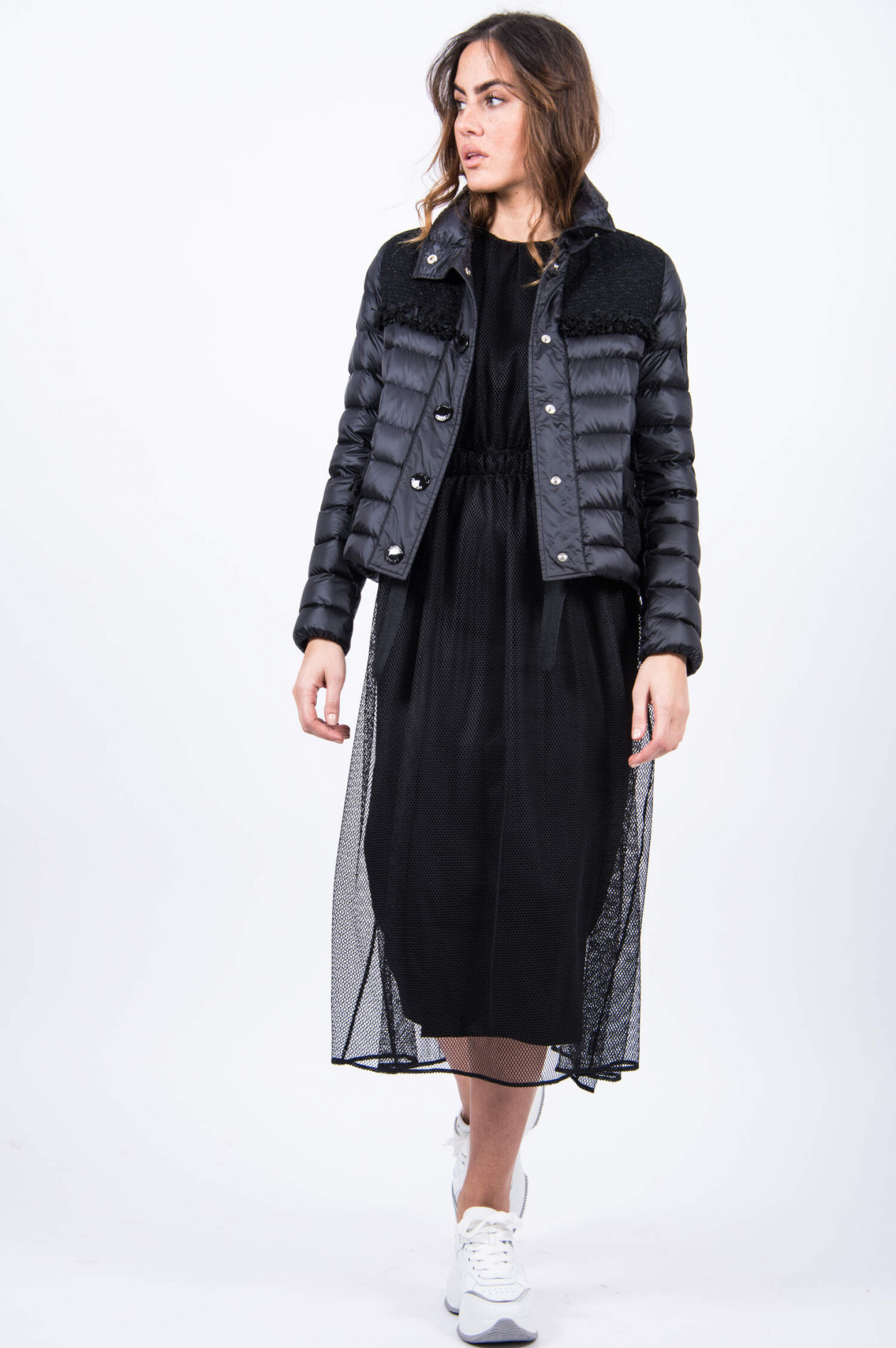 Moncler Daunenjacke LUNAIRE mit Tweed Details in Schwarz GRUENER.AT