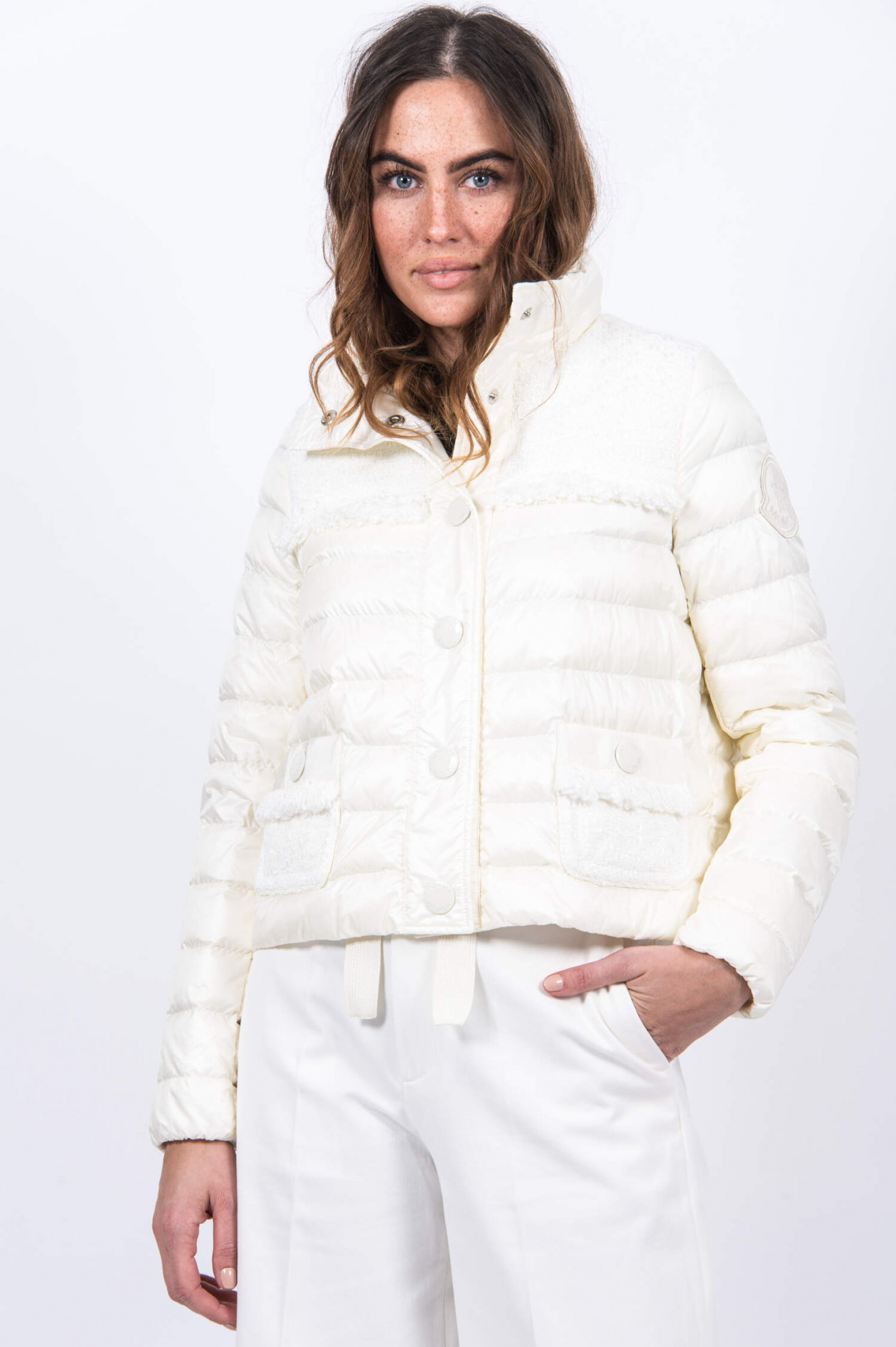 Daunenjacke LUNAIRE mit Tweed Details in Natur Daunenjacke LUNAIRE mit Tweed Details in Natur