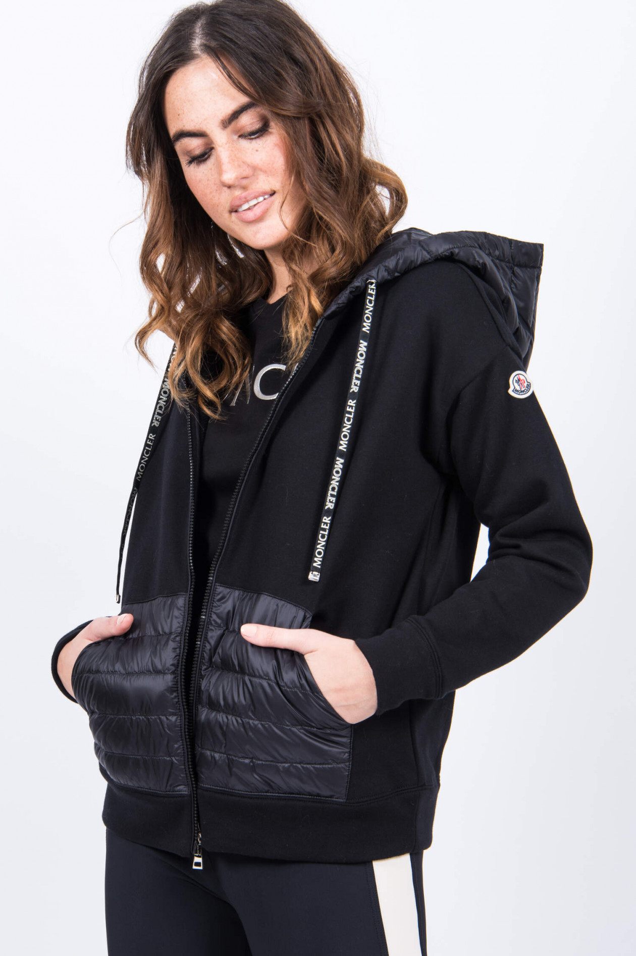 Moncler Sweatjacke mit Daunenbesatz in Schwarz GRUENER.AT