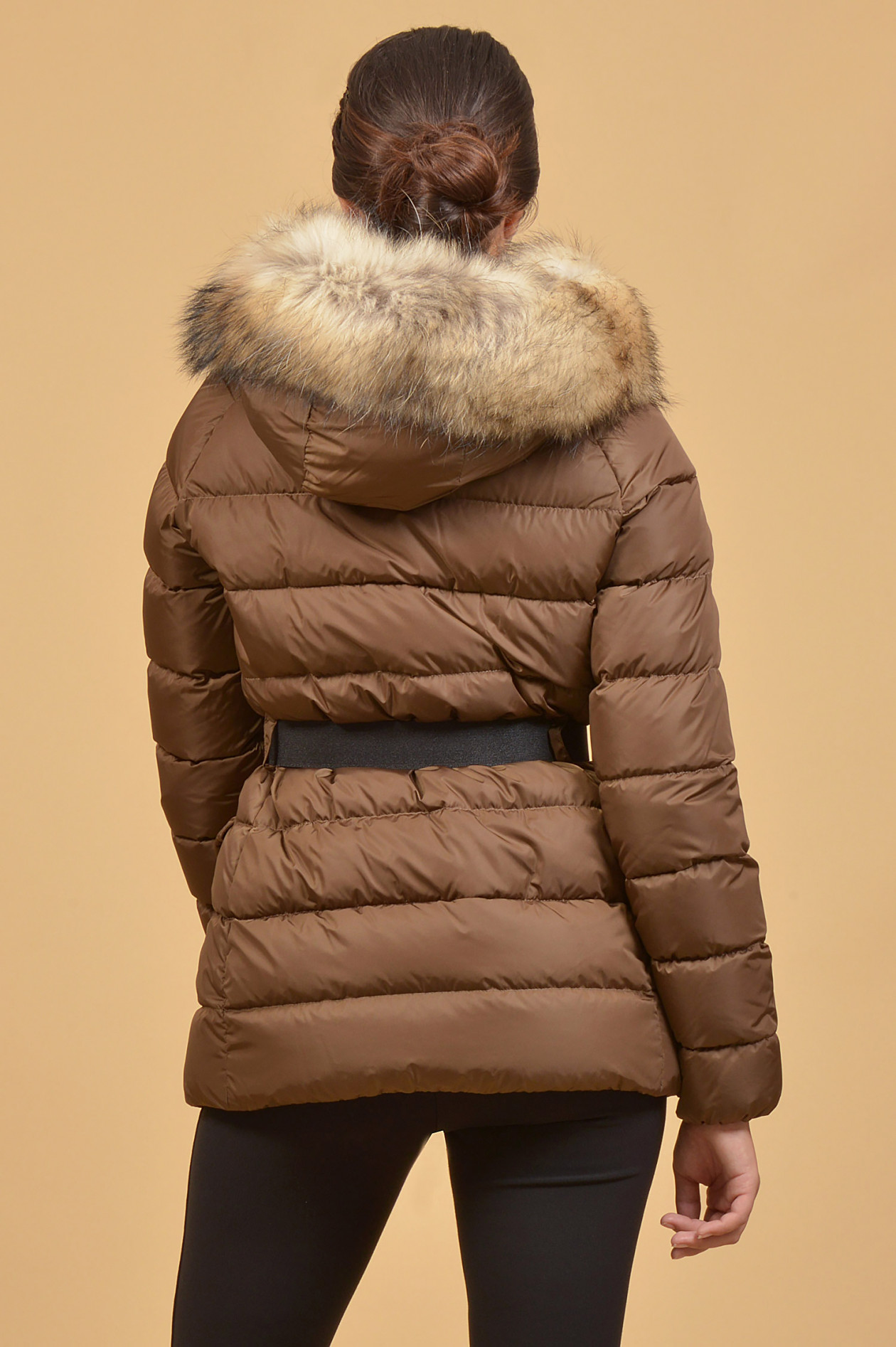 Moncler Jacke CLIO mit Waschbarfellkragen in Braun GRUENER.AT