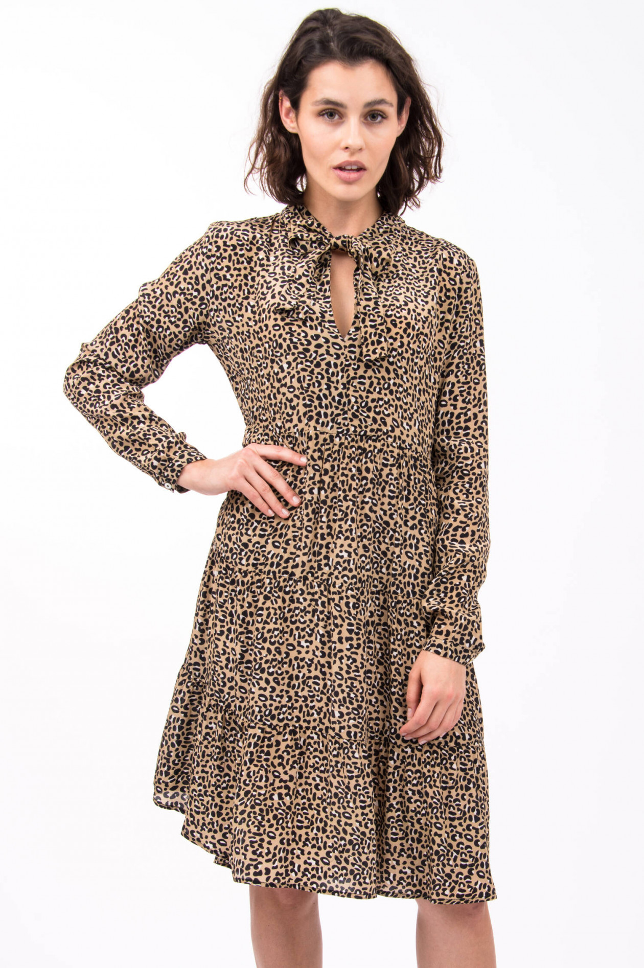 Princess goes Hollywood Kleid mit Volantbahnen im Leo Design in Gold |  GRUENER.AT