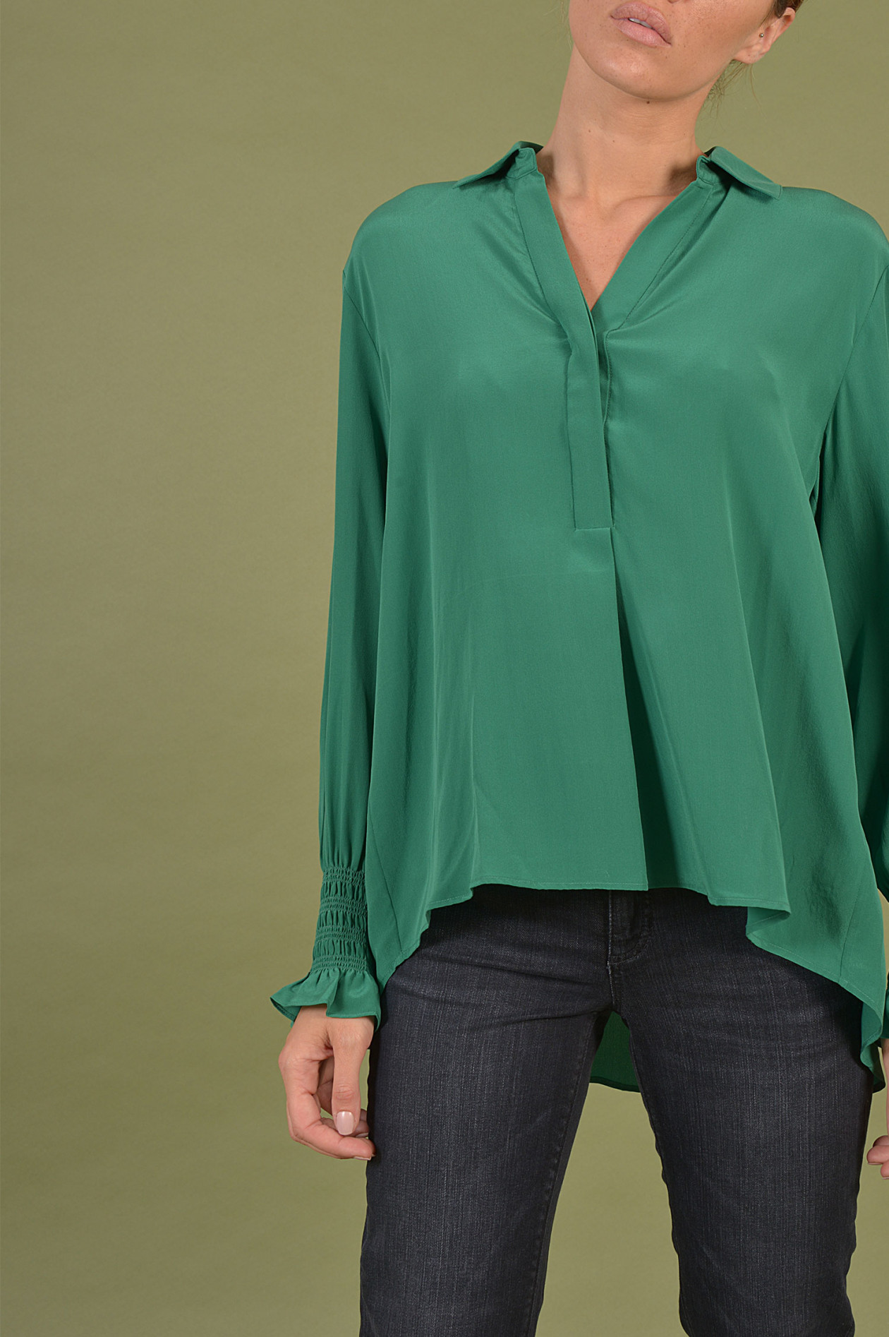 Grüne seidenbluse damen clearance