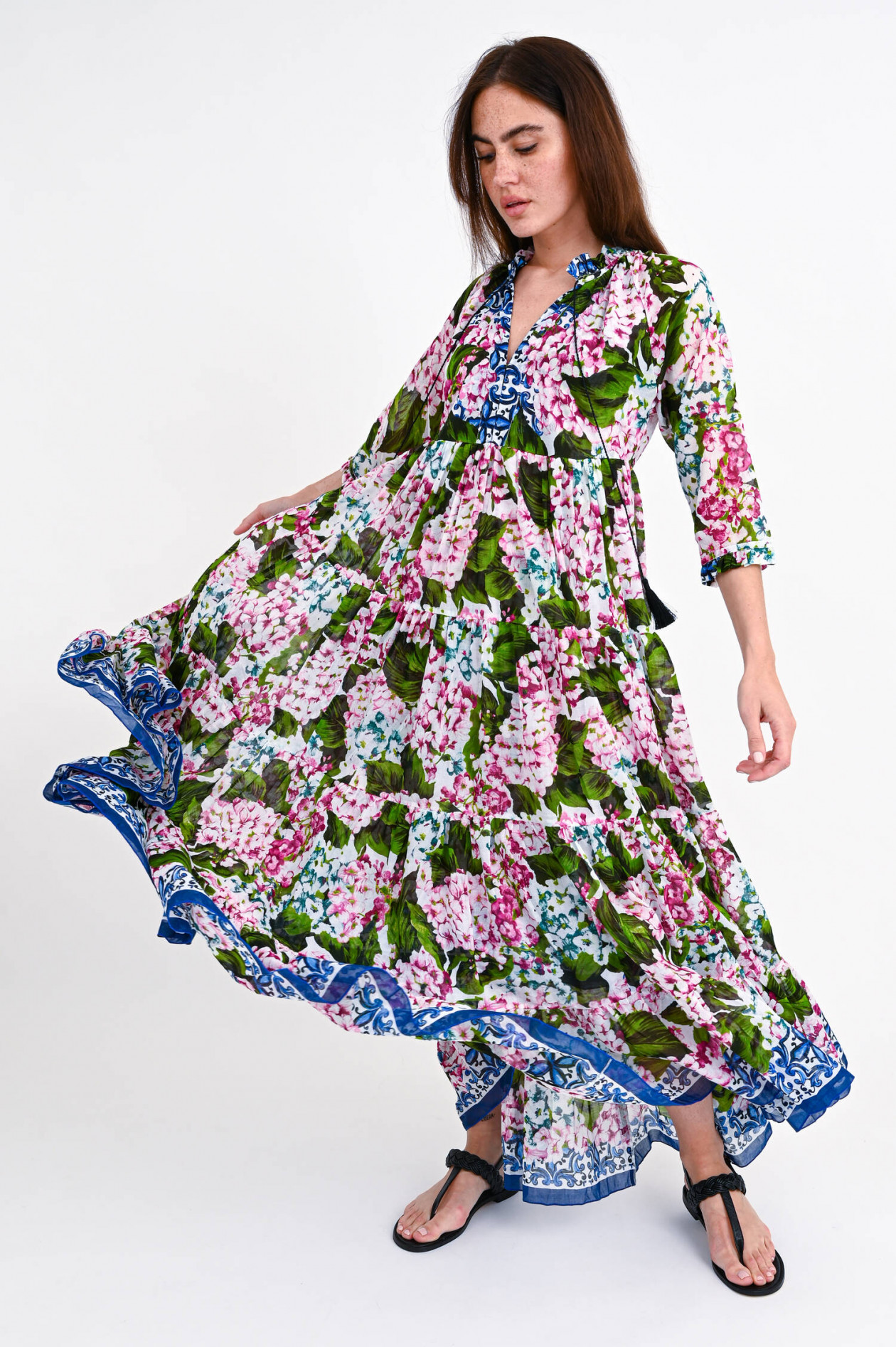 Kleid mit hortensien print clearance