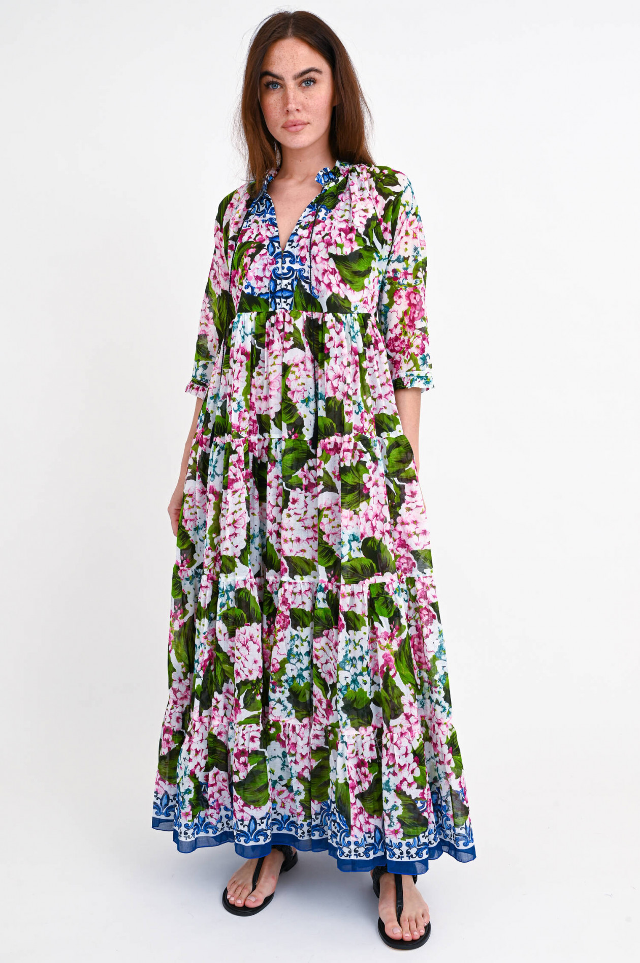 Kleid mit hortensien print clearance