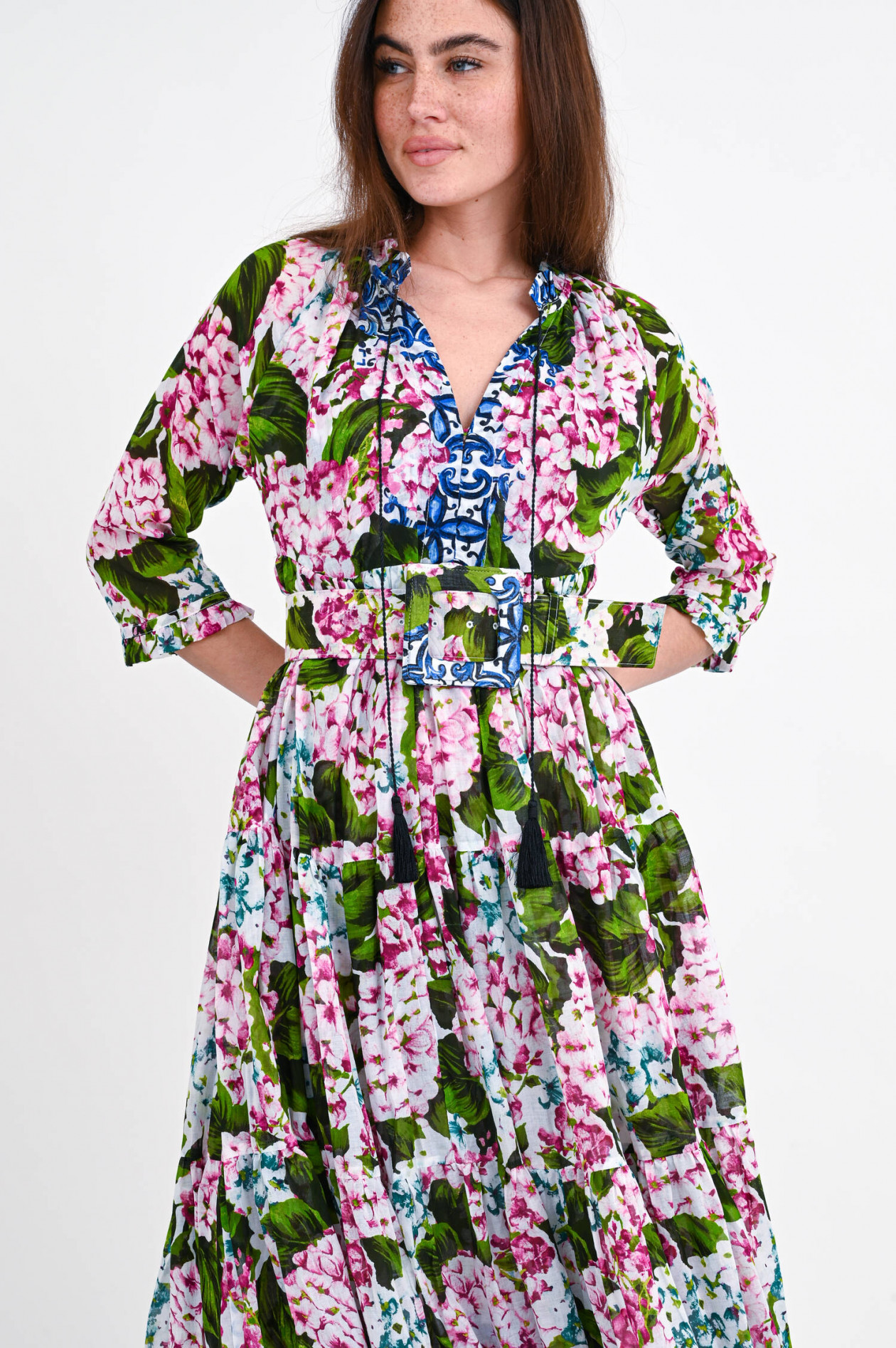 Kleid mit hortensien print clearance