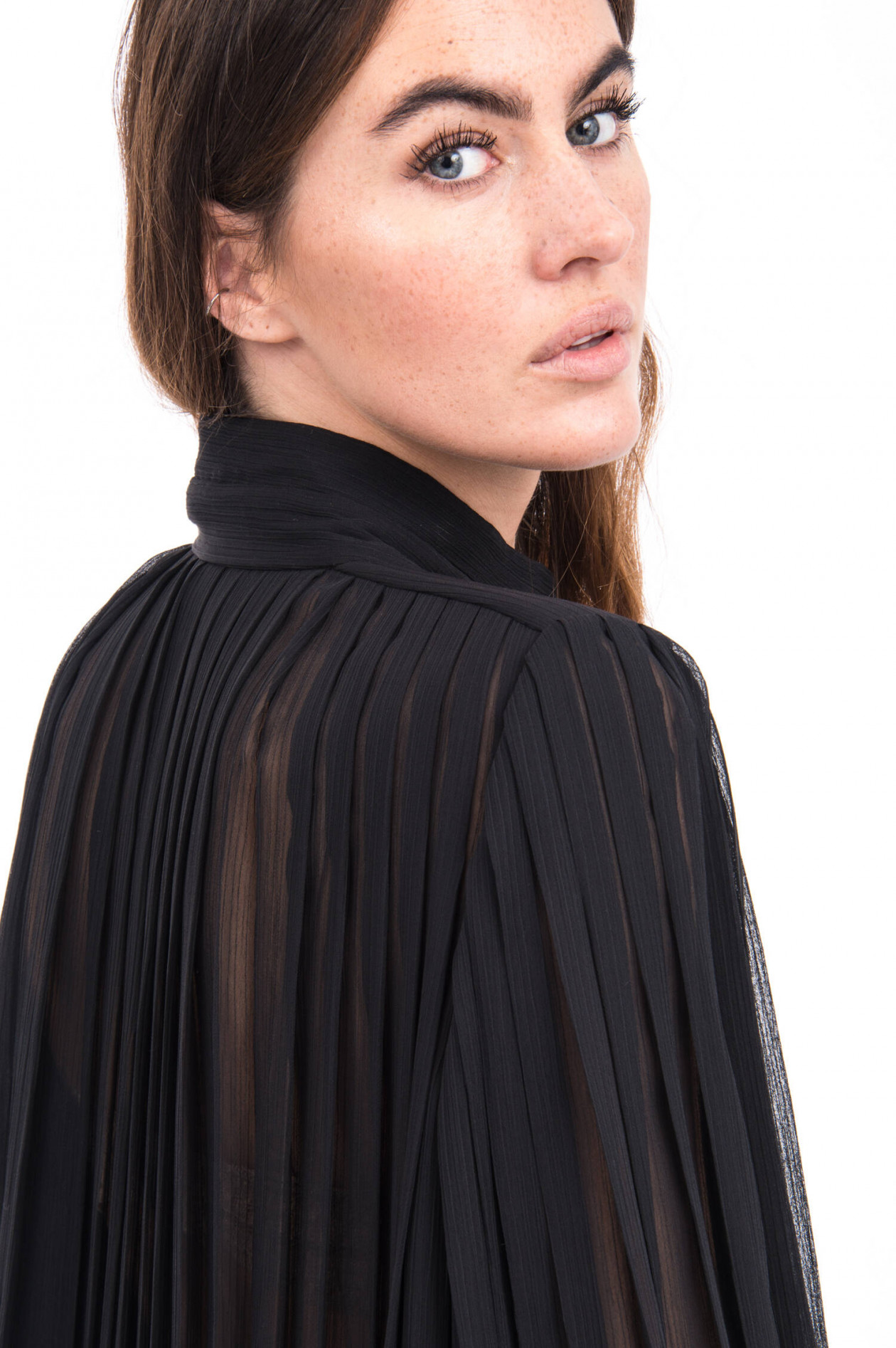 Plissierte bluse schwarz