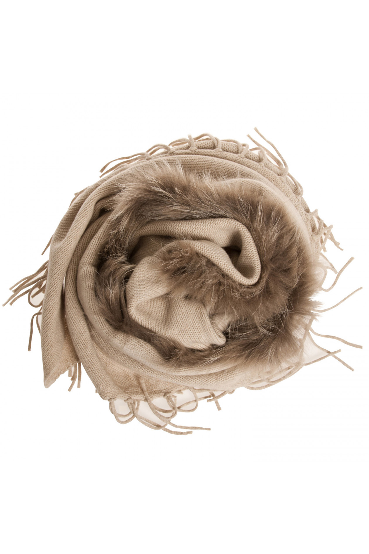 finance Bud master Mala Alisha Dreieckstuch mit Fransen in Beige | GRUENER.AT
