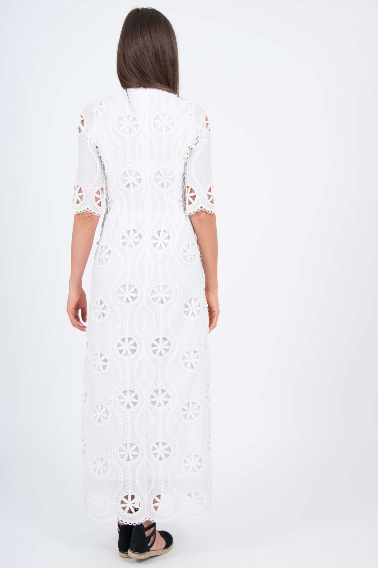 Valerie Khalfon Paris Kleid Mit Lochmuster In Weiss Gruener At