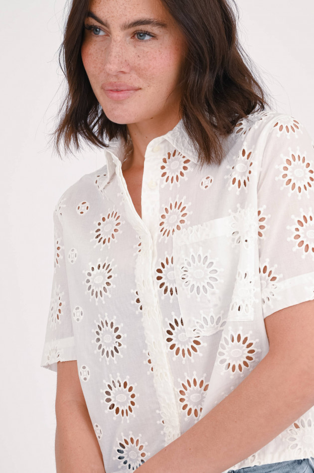 0039-Italy Bluse MIRANDA mit Lochstickerei in Weiß