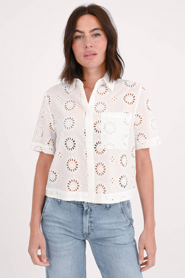 0039-Italy Bluse MIRANDA mit Lochstickerei in Weiß