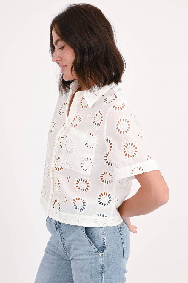 0039-Italy Bluse MIRANDA mit Lochstickerei in Weiß
