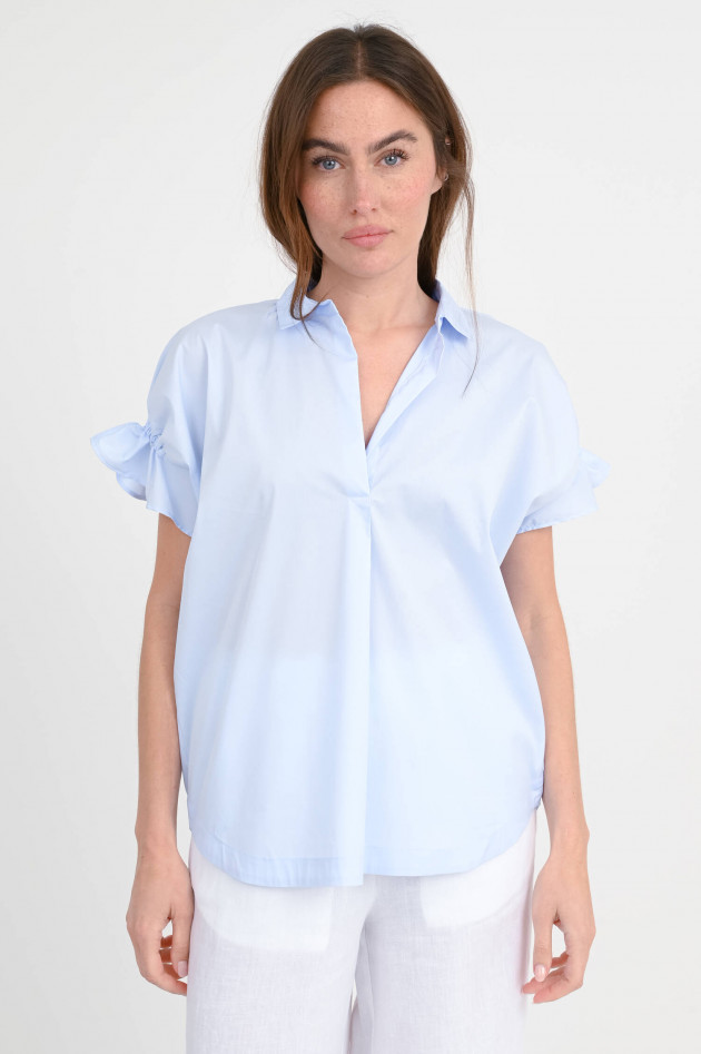 0039-Italy Bluse DERRY mit Arm-Detail in Hellblau