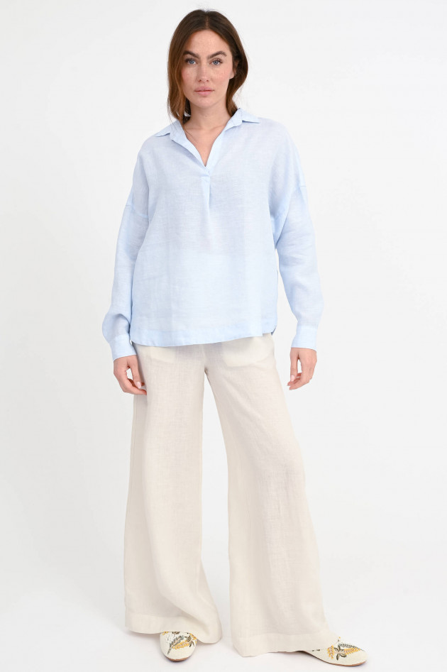 0039-Italy Bluse DERRY aus Leinen in Hellblau