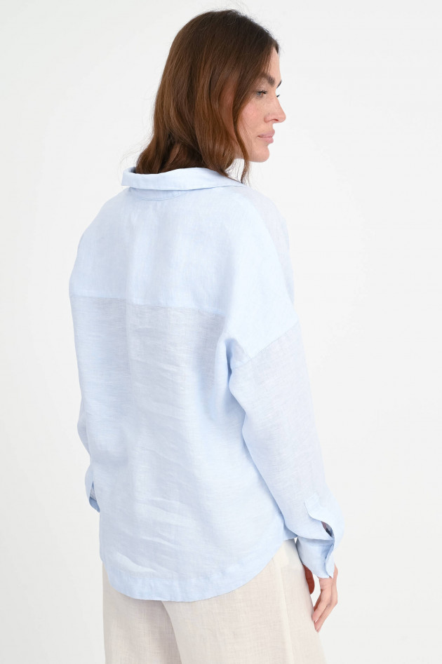 0039-Italy Bluse DERRY aus Leinen in Hellblau