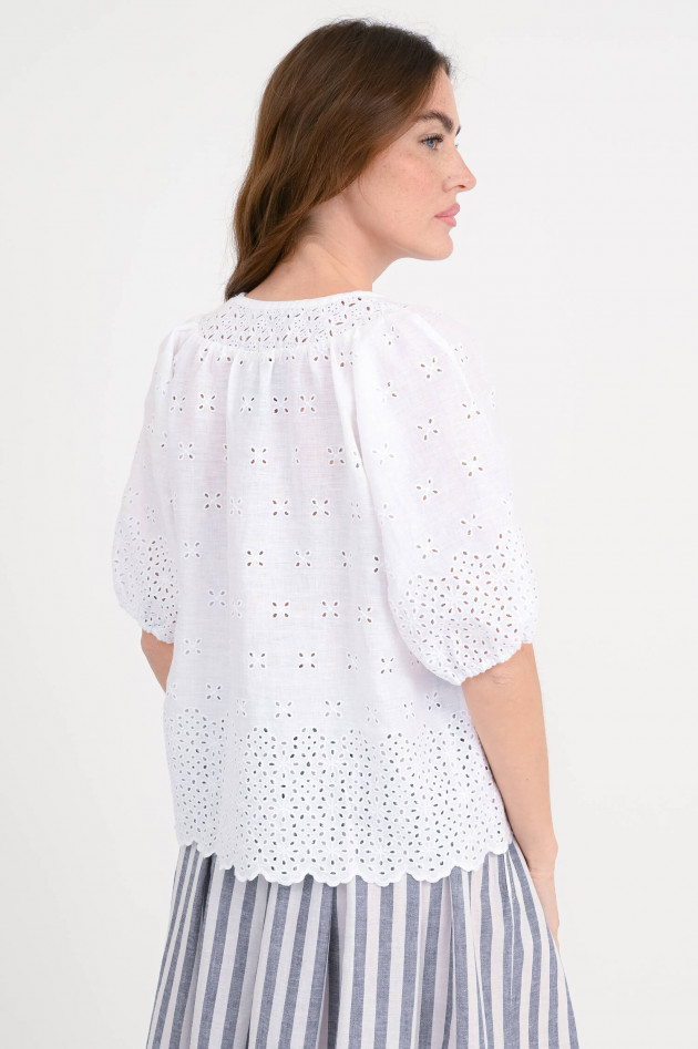 0039-Italy Bluse MAYBELIN mit Lochstickerei in Weiß
