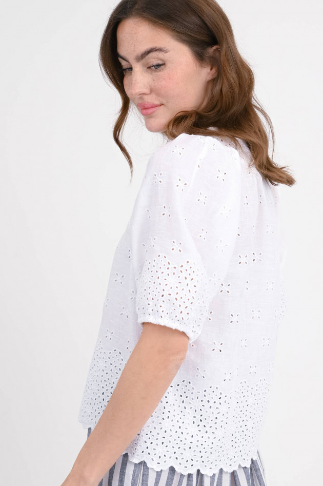 0039-Italy Bluse MAYBELIN mit Lochstickerei in Weiß