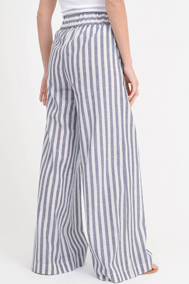 0039-Italy Gestreifte Wide-Leg Hose TAMINA in Blau/Weiß