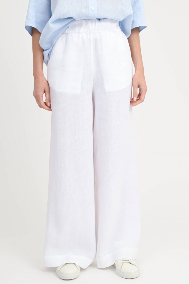 0039-Italy Wide-Leg-Hose TAMINA aus Leinen in Weiß