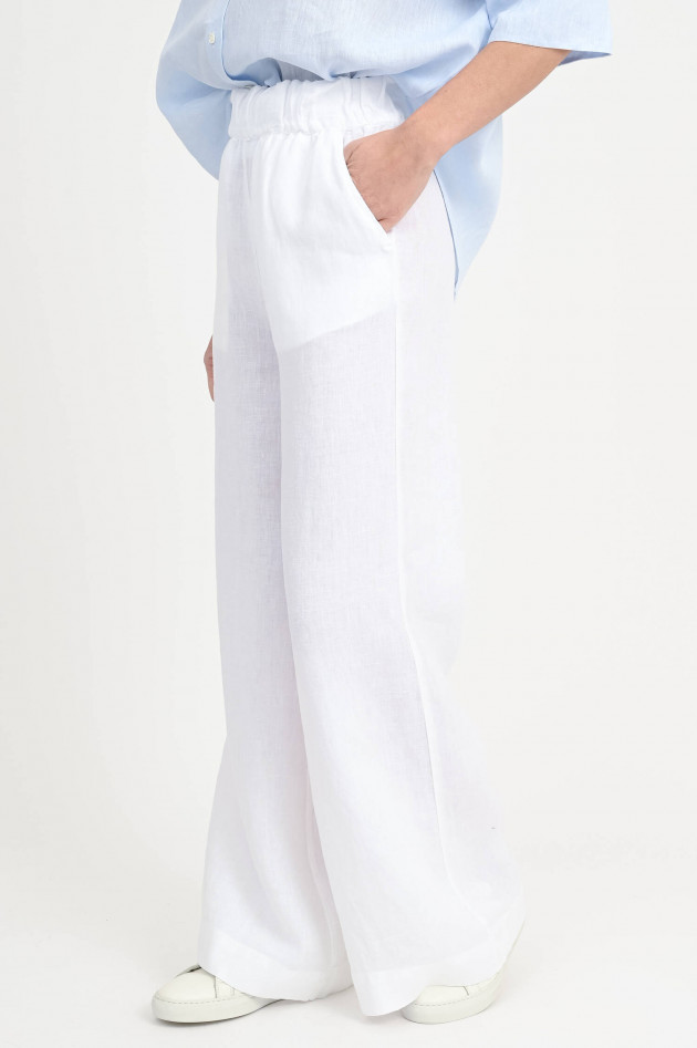 0039-Italy Wide-Leg-Hose TAMINA aus Leinen in Weiß