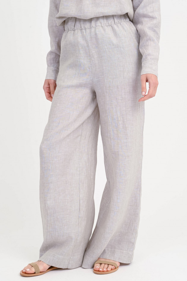 0039-Italy Wide-Leg Hose TAMINA aus Leinen in Hellgrau